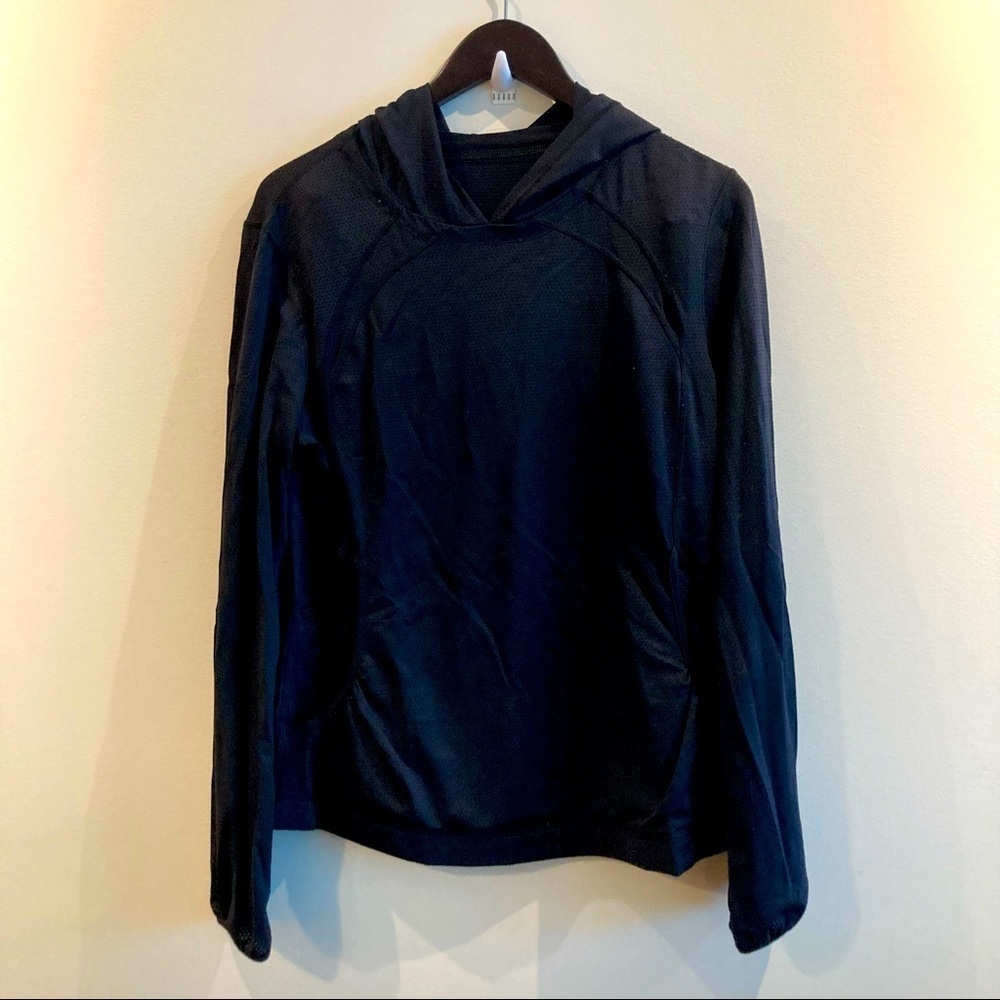 Lululemon Sz L Hooded Long Sleeve Top With Pockets Ruched Detail